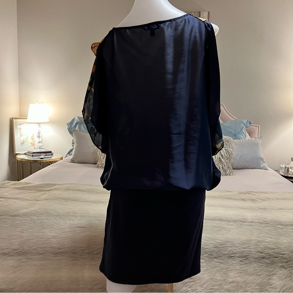 EXPRESS Navy Blue Butterfly XS Flutter Sleeves Blouse Knit Skirt Dress 2011 - Picture 6 of 17